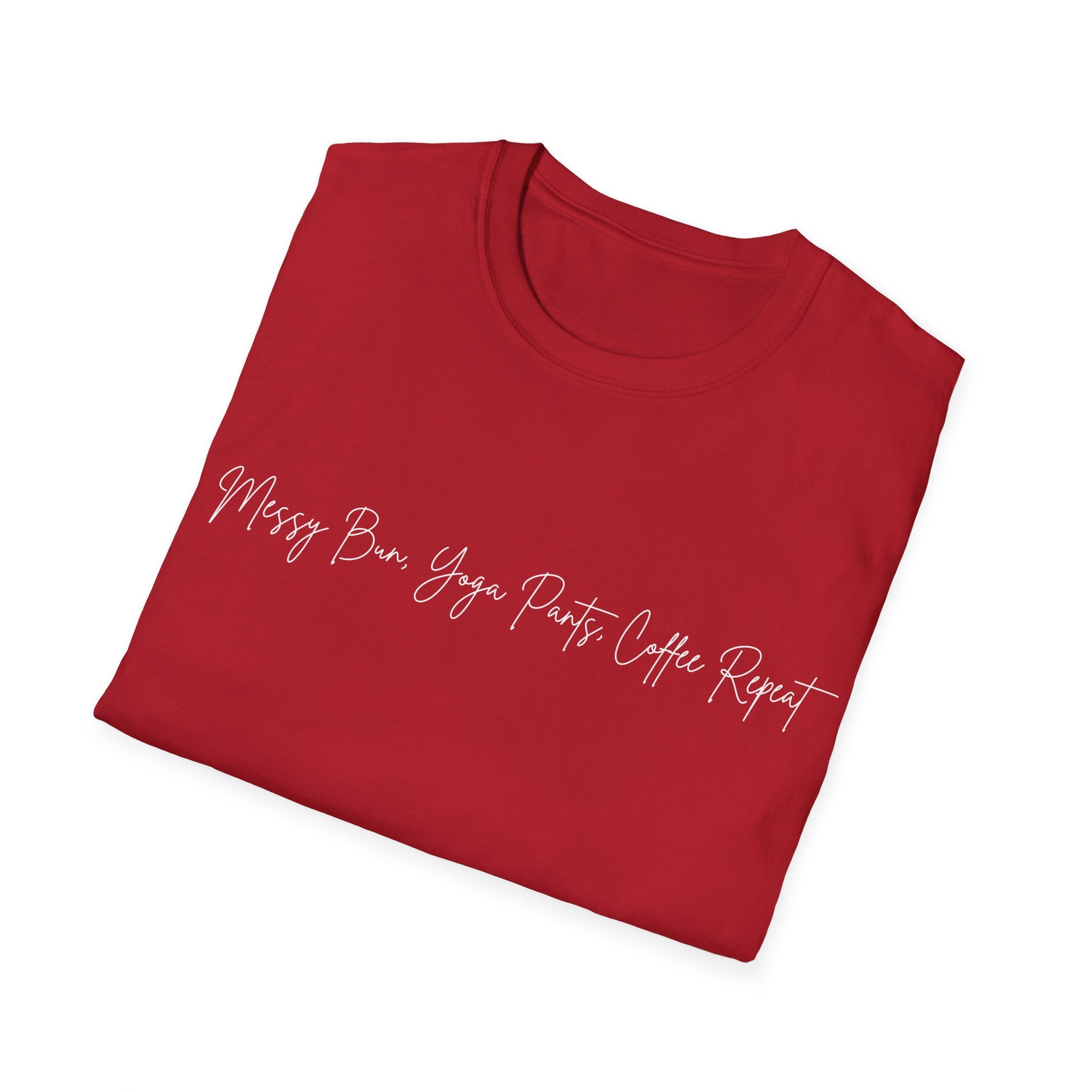 Messy Bun, Yoga Pants, Coffee Repeat Woman's T-Shirt