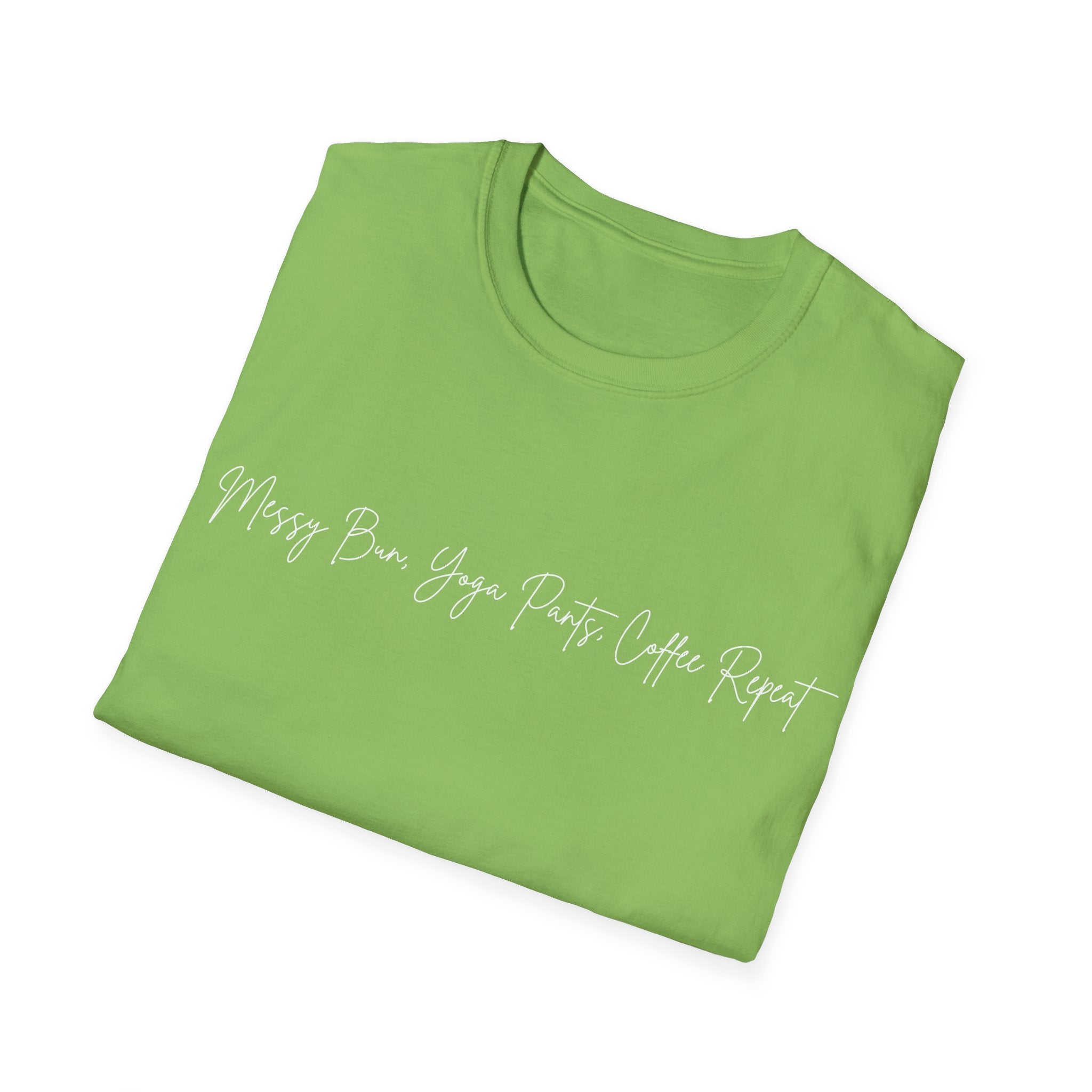Messy Bun, Yoga Pants, Coffee Repeat Woman's T-Shirt