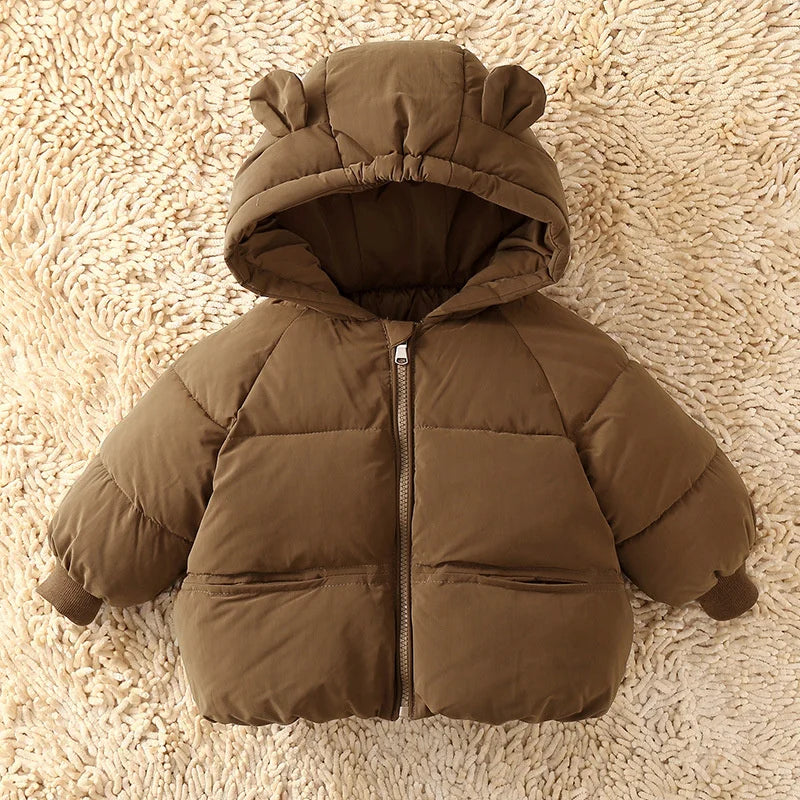 Coffee Teddy Ears Puffer Coat