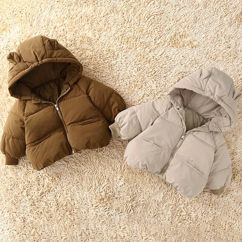 Coffee Teddy Ears Puffer Coat