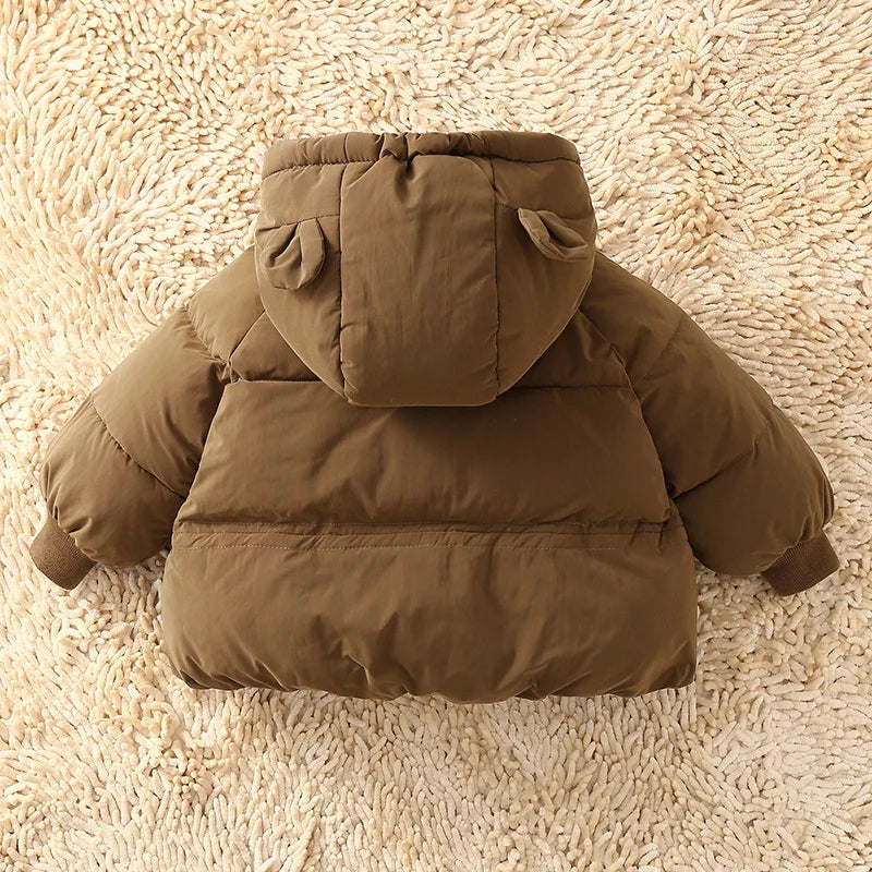 Coffee Teddy Ears Puffer Coat