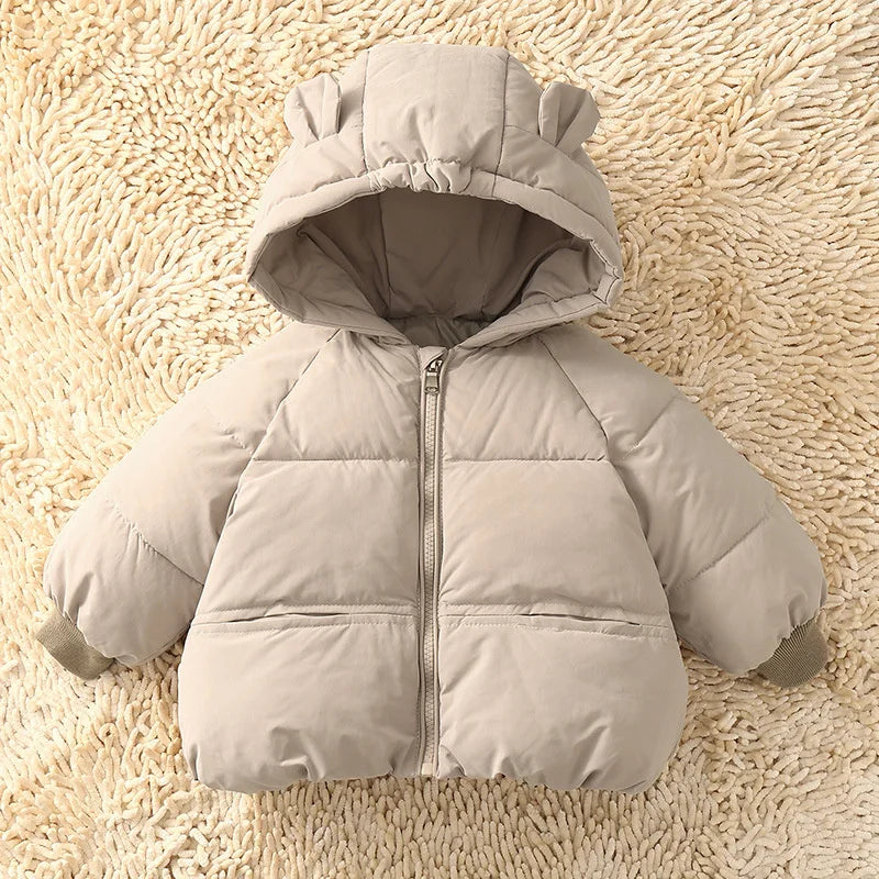 Beige Teddy Ears Puffer Coat