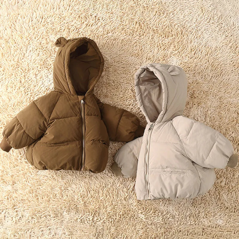Coffee Teddy Ears Puffer Coat