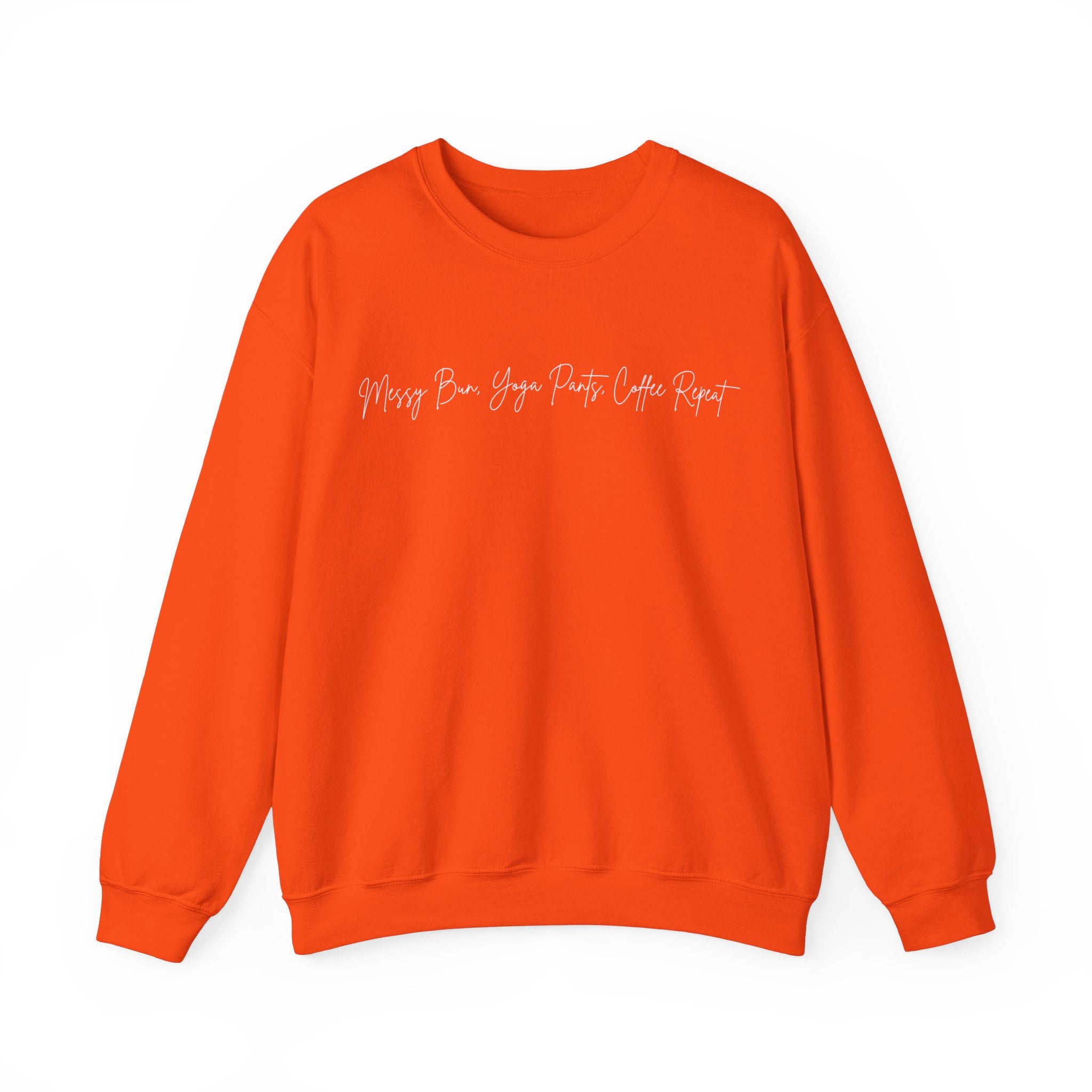 Messy Bun, Yoga Pants, Coffee Repeat Jumper